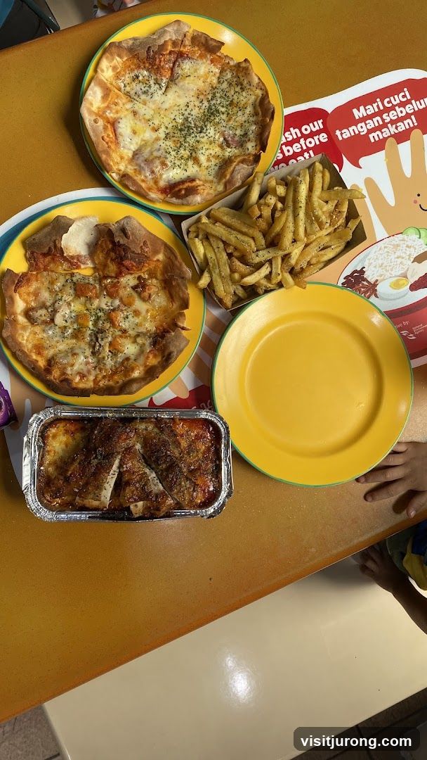 Meal with Pizza, Fries, and Chicken