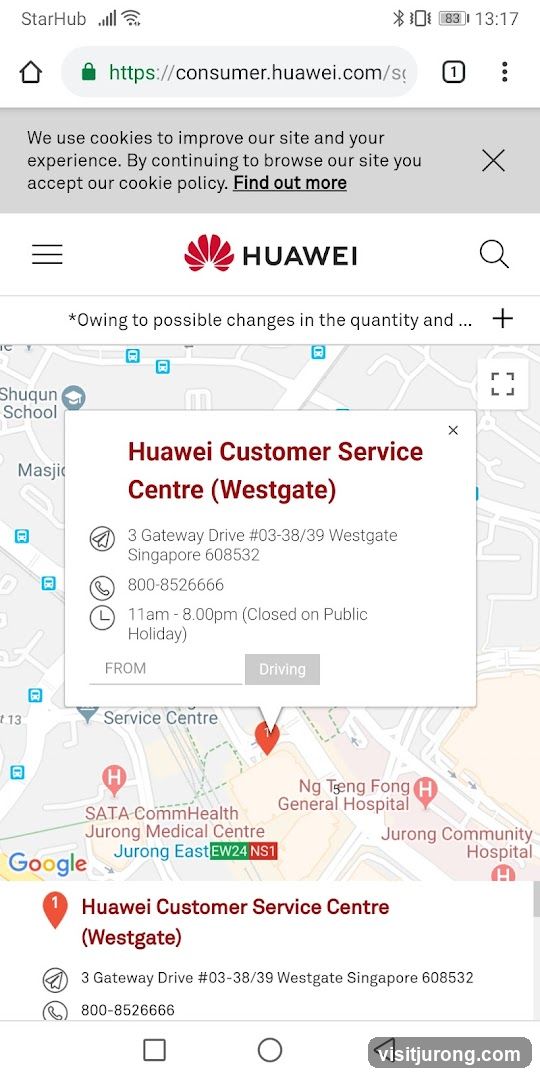 Huawei Customer Service Centre (Westgate) Information