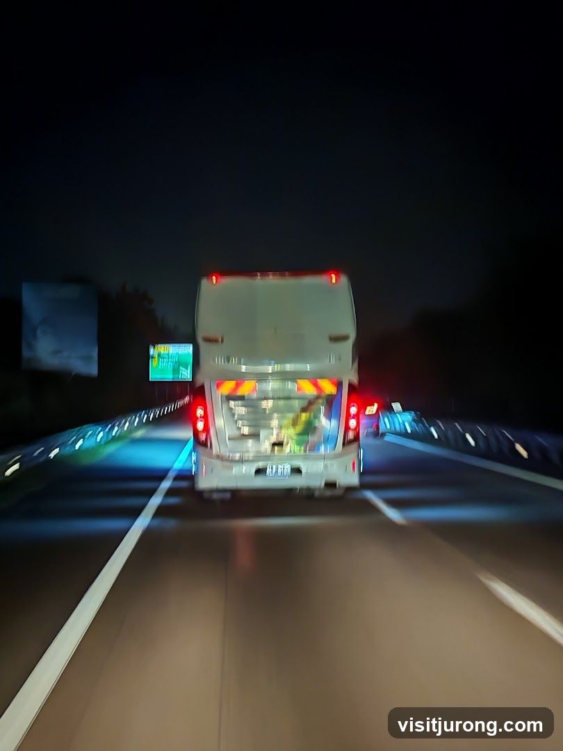 Bus on Highway at Night