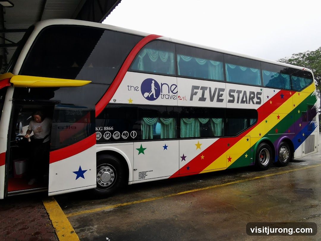 Double Decker Bus with Rainbow Stripe