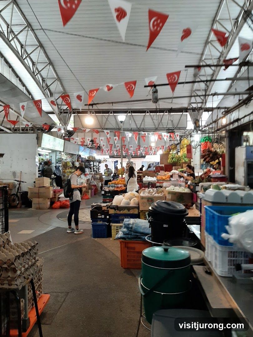 Marketplace with Singaporean Flags