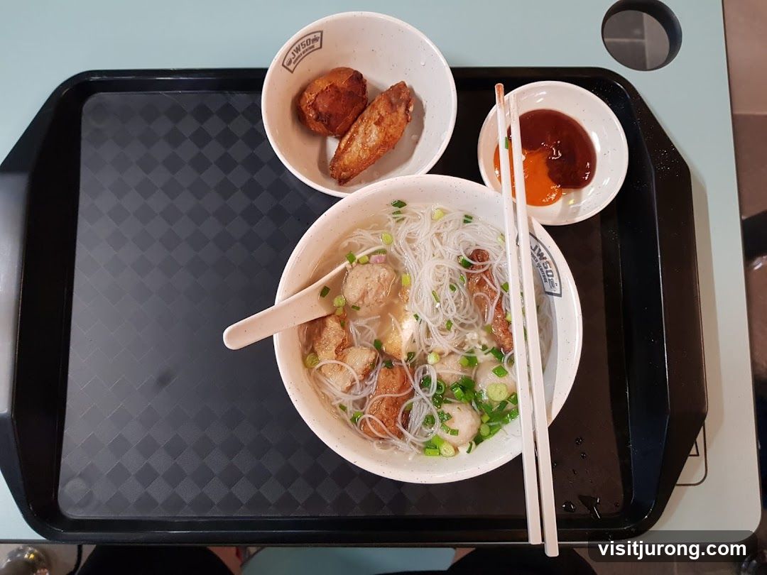 Noodle Soup with Fried Chicken Wings