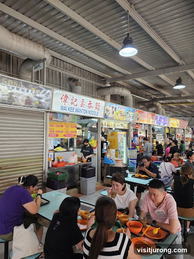 Hawker Centre with People Eating