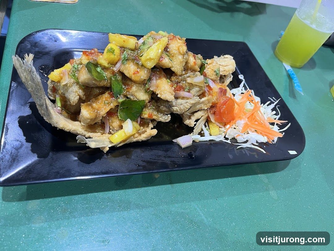 Fried Fish with Mango Salad