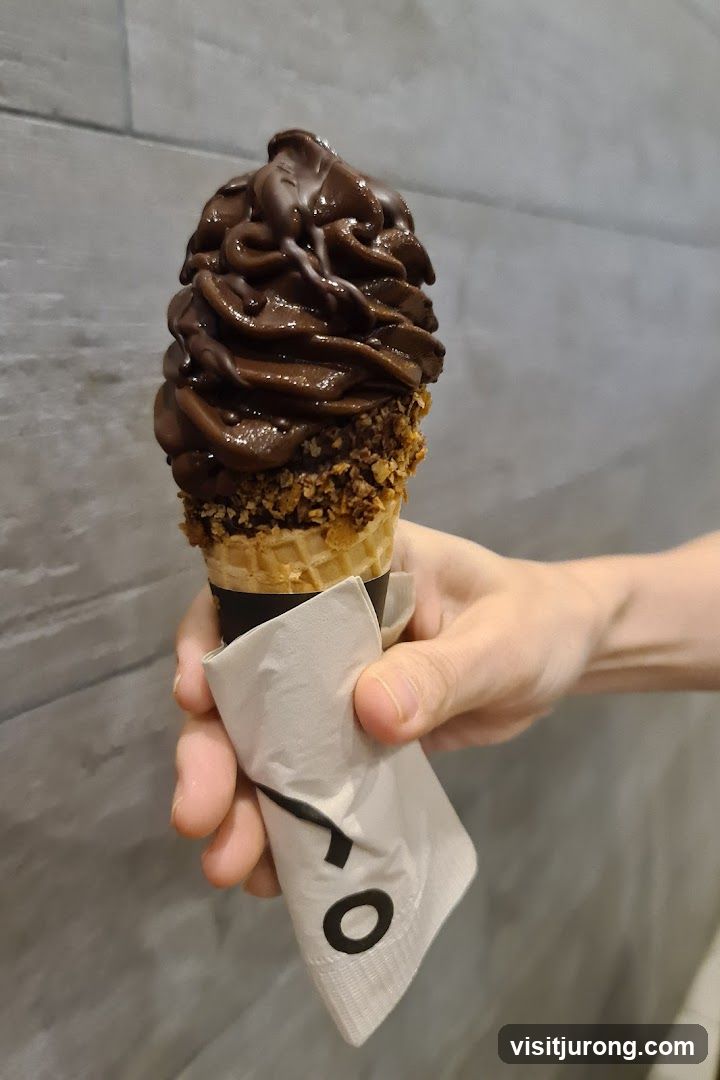 Chocolate Soft Serve Ice Cream Cone