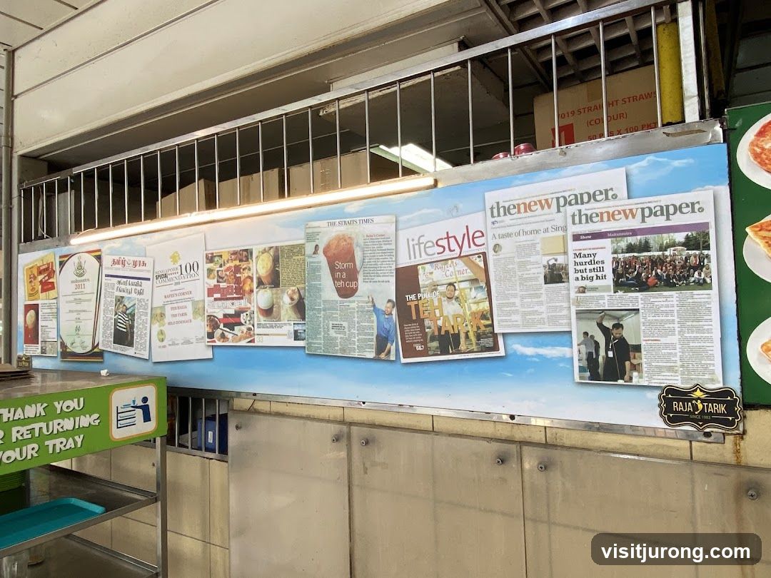 Newspaper clippings and signage