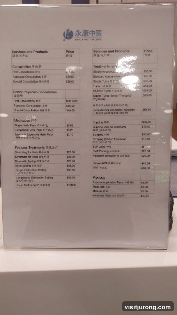 YONG KANG TCM CLINIC Services and Products