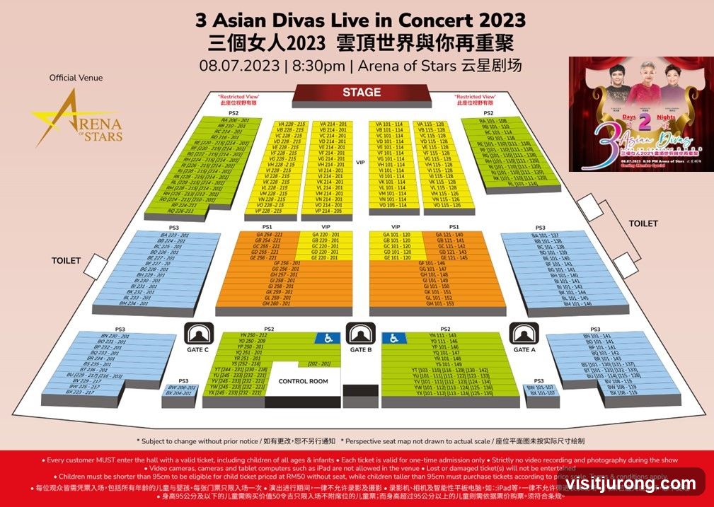 3 Asian Divas Live in Concert 2023 Seating Chart