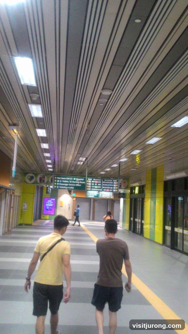 People walking in a modern transit station