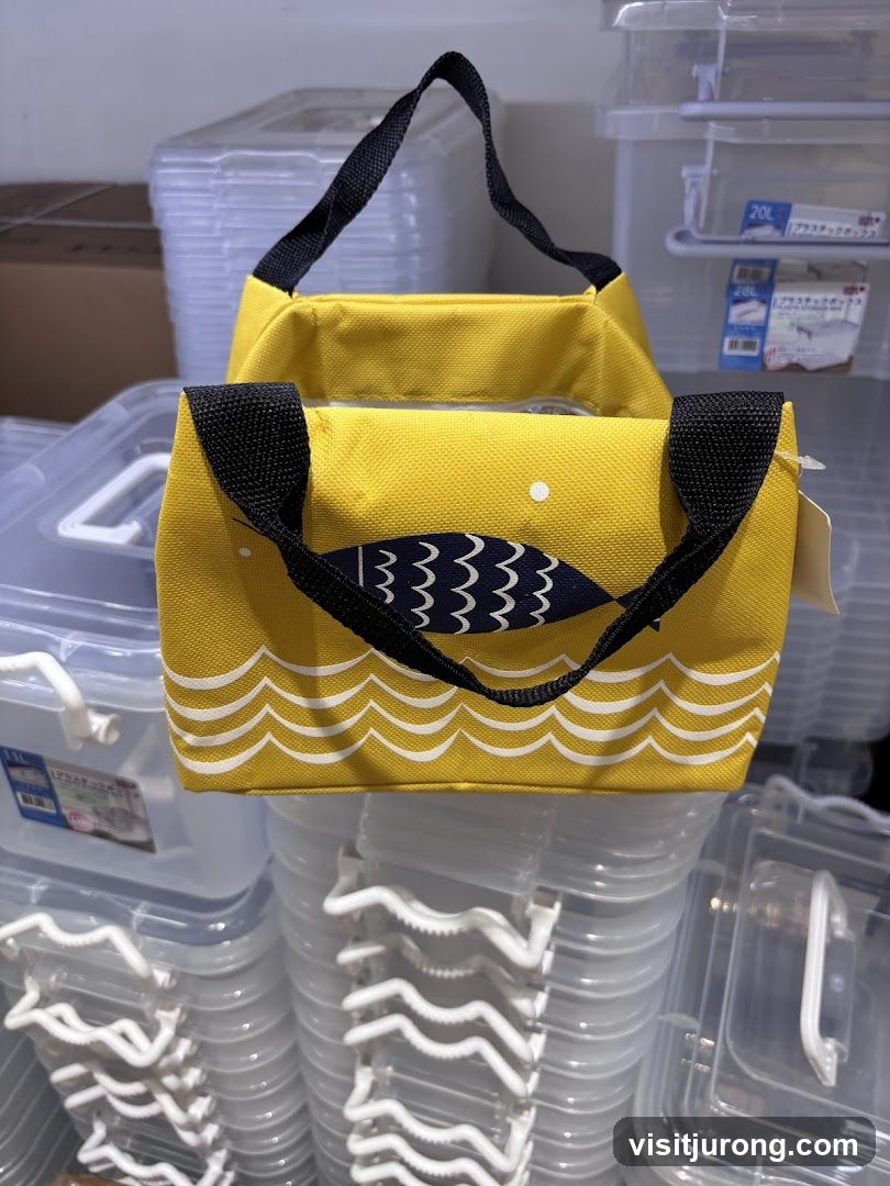 Yellow Lunch Bag with Fish Design