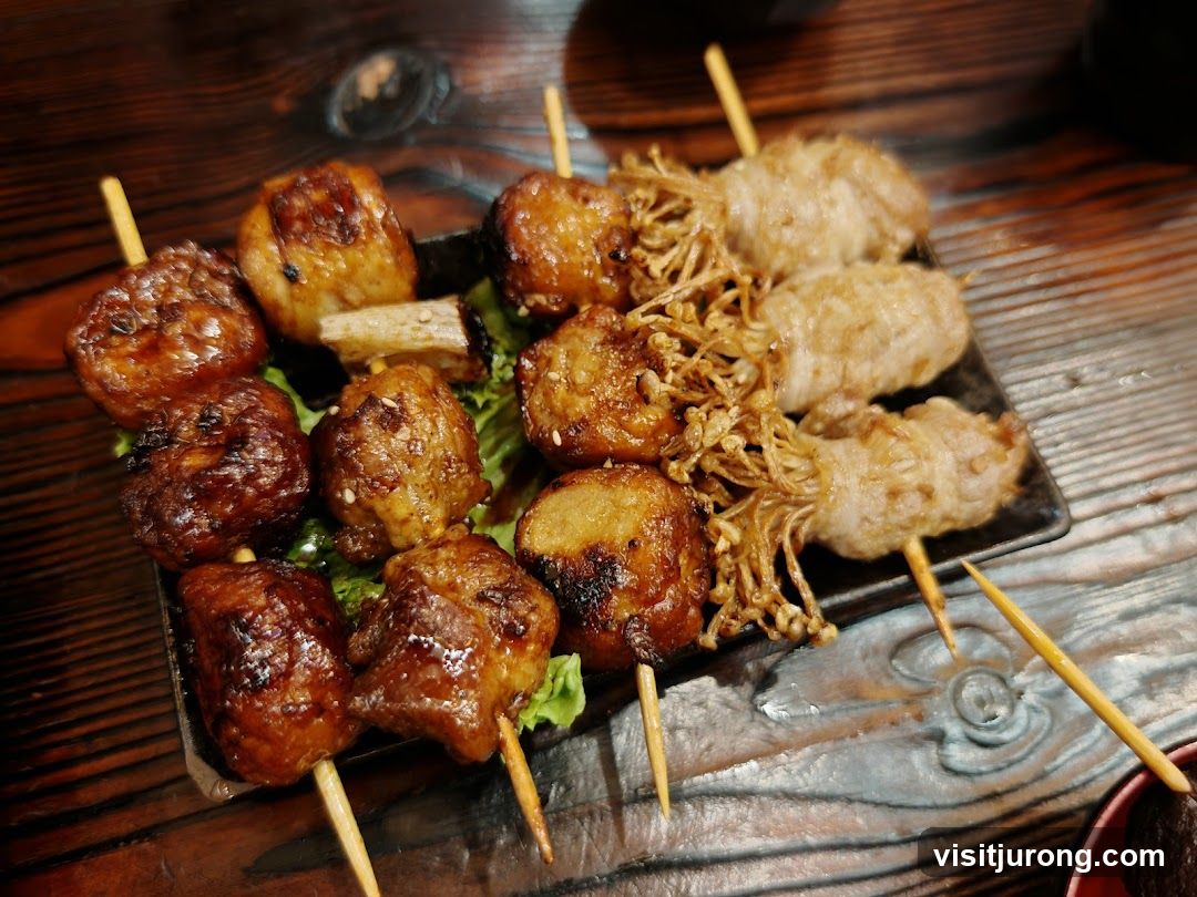 Skewers of Meatballs and Enoki Mushrooms