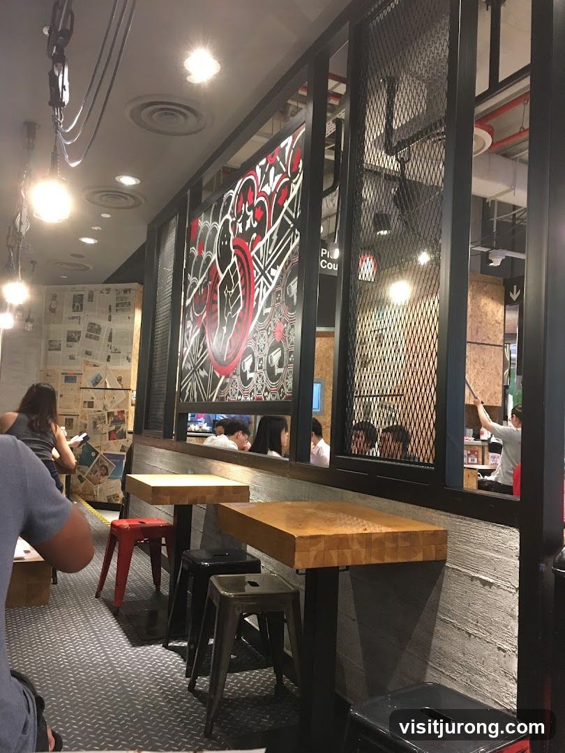 Restaurant Interior with Tables and Stools