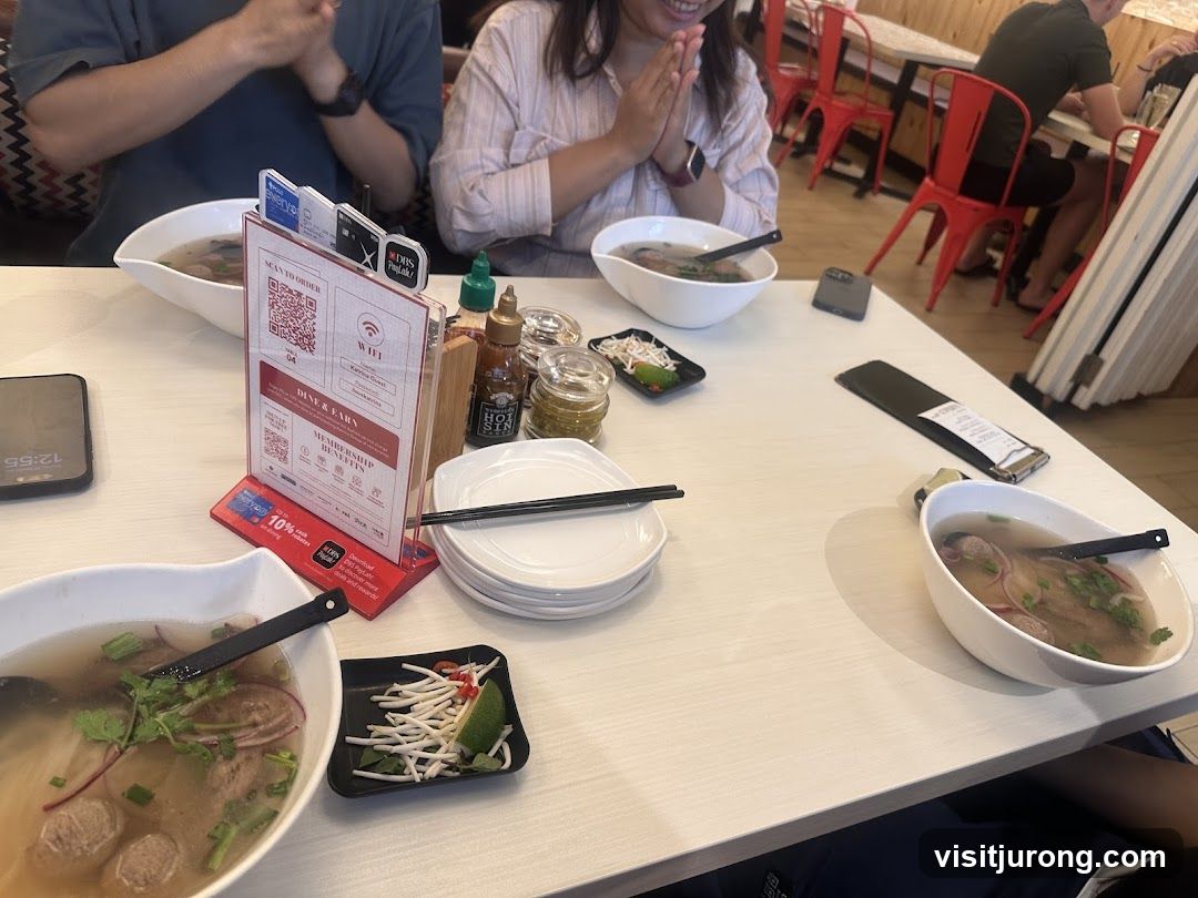 Restaurant Table with Food and QR Code Menu