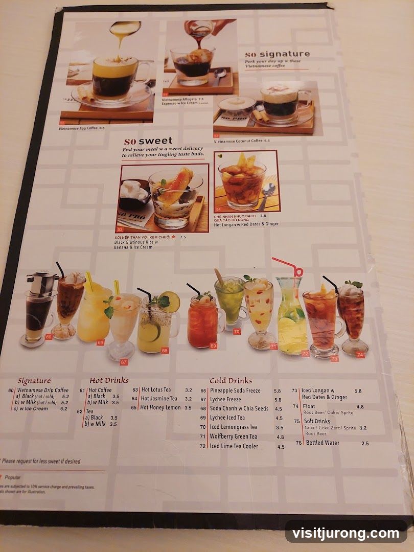 Vietnamese Coffee and Desserts Menu