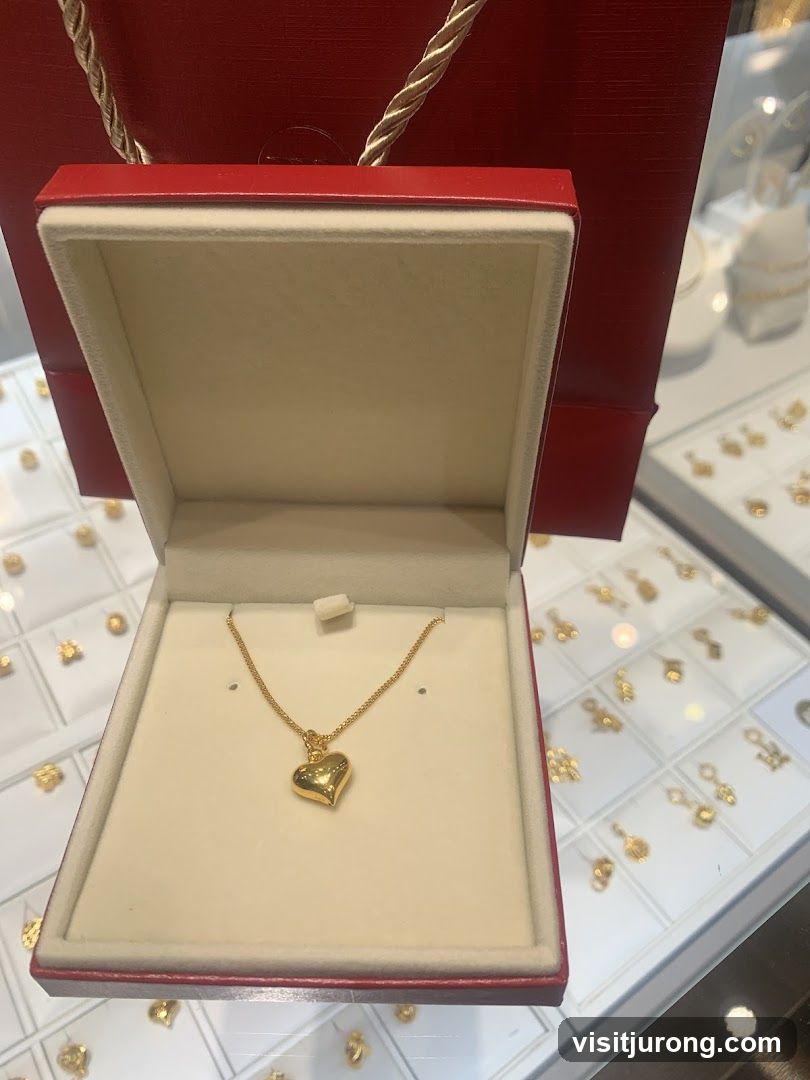 Gold Heart Necklace in a Red Box