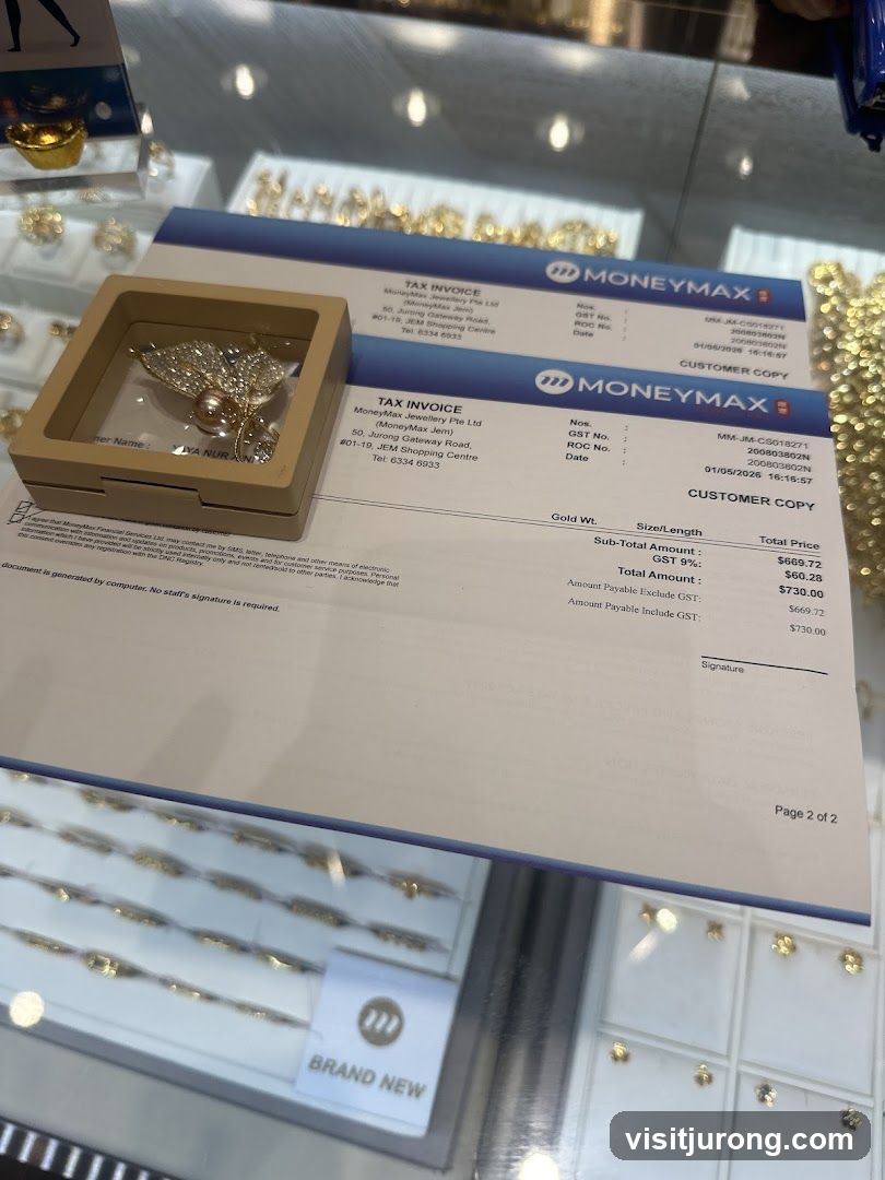 Jewelry Purchase Receipt and Display