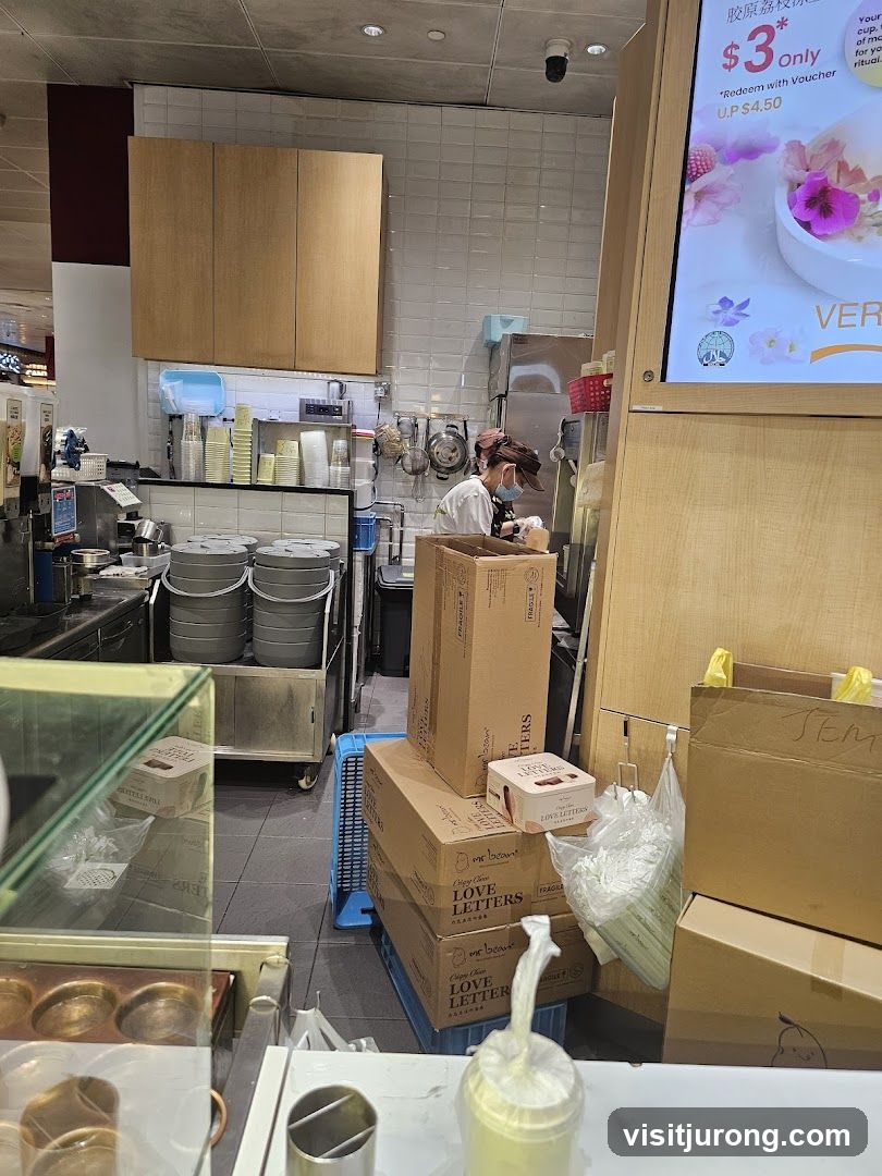Food preparation area with promotional display