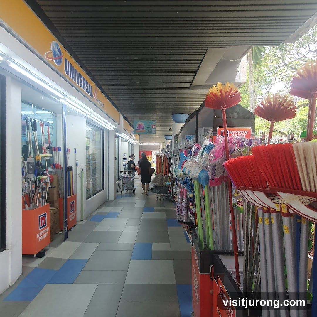 Outdoor shop aisle with cleaning supplies