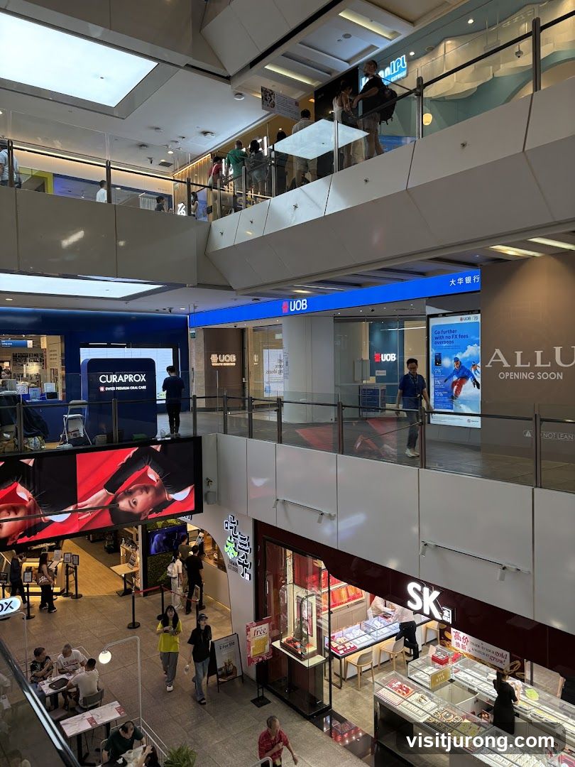 Mall Interior with Shops and People