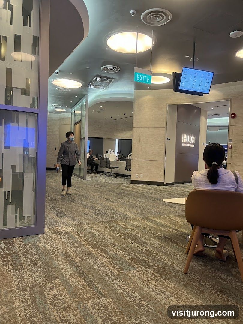 Bank Interior with Queue Display