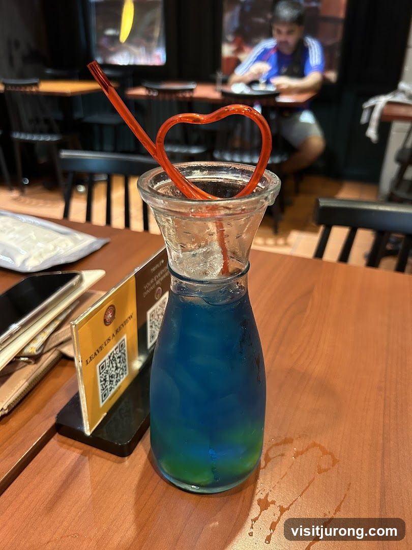 Blue and Green Drink with Heart Straw