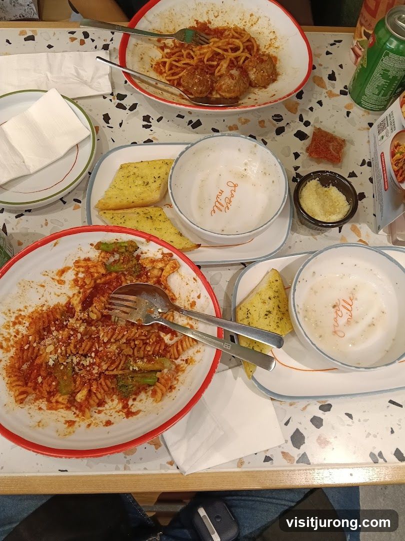 Table with Pasta Dishes