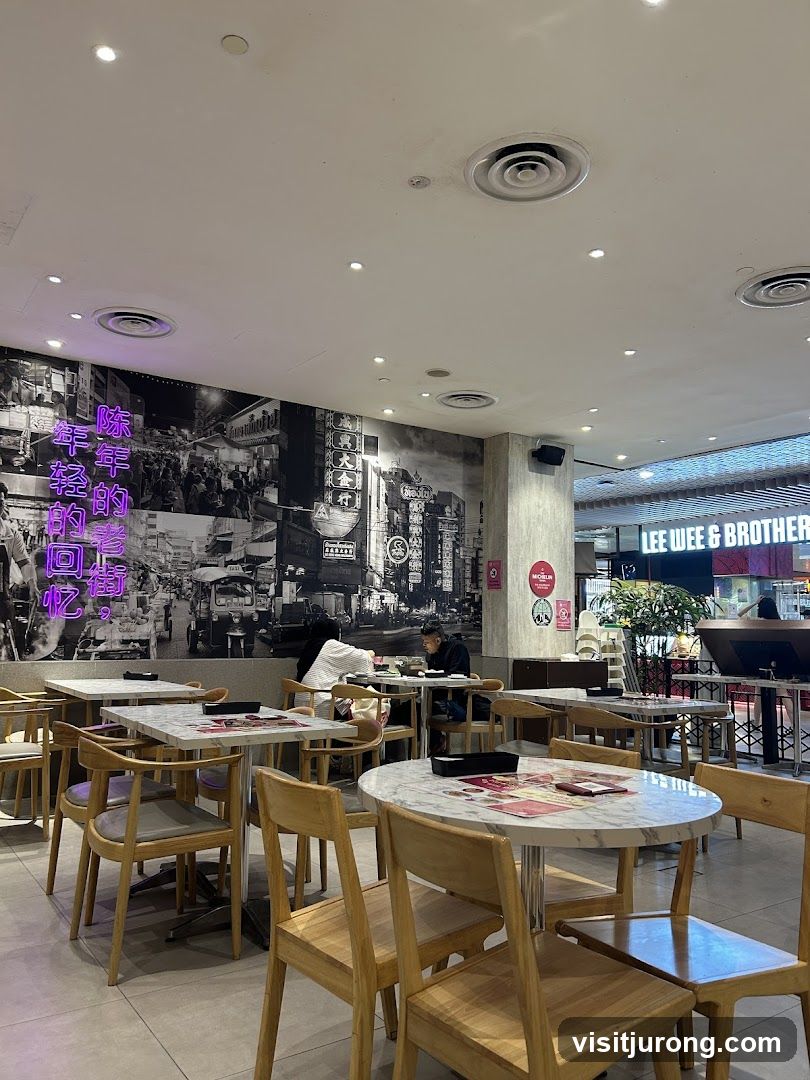 Restaurant Interior with Asian Mural