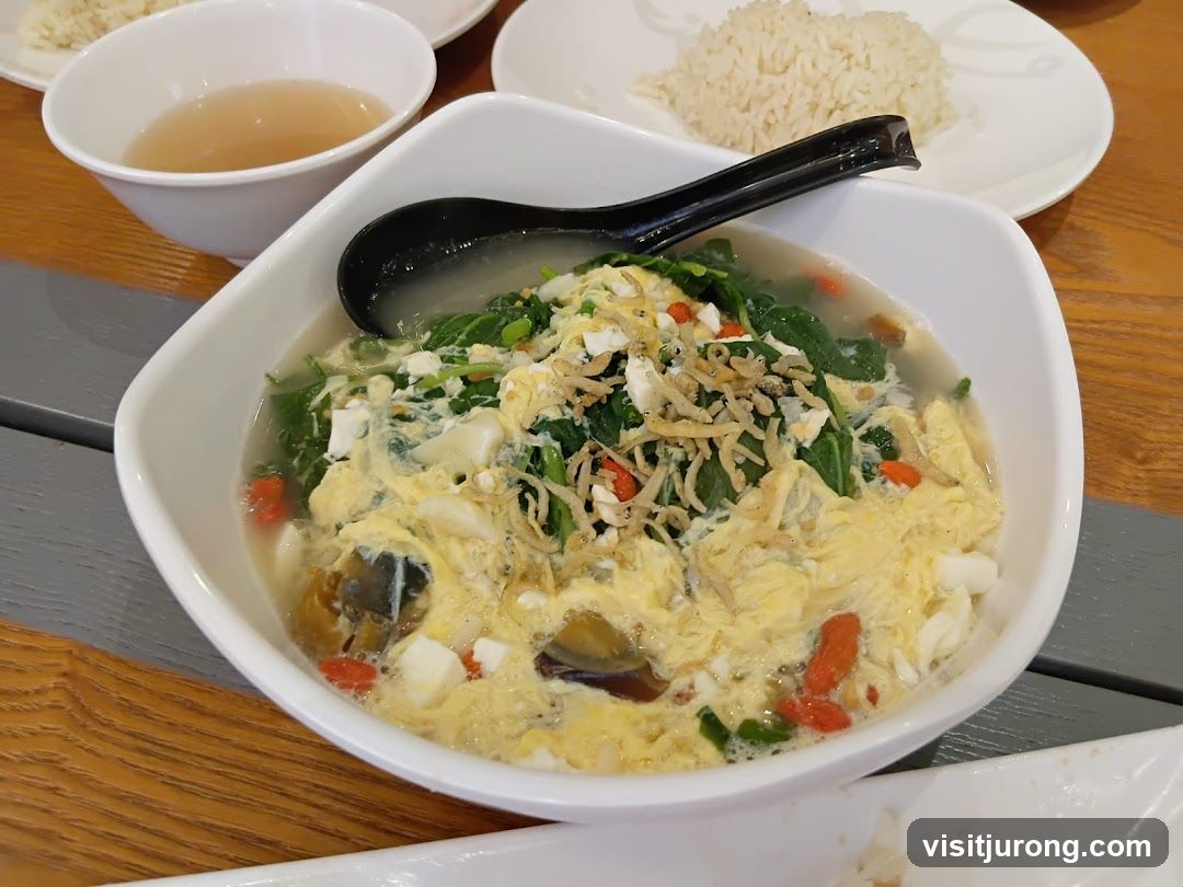 Spinach and Egg Soup with Century Egg