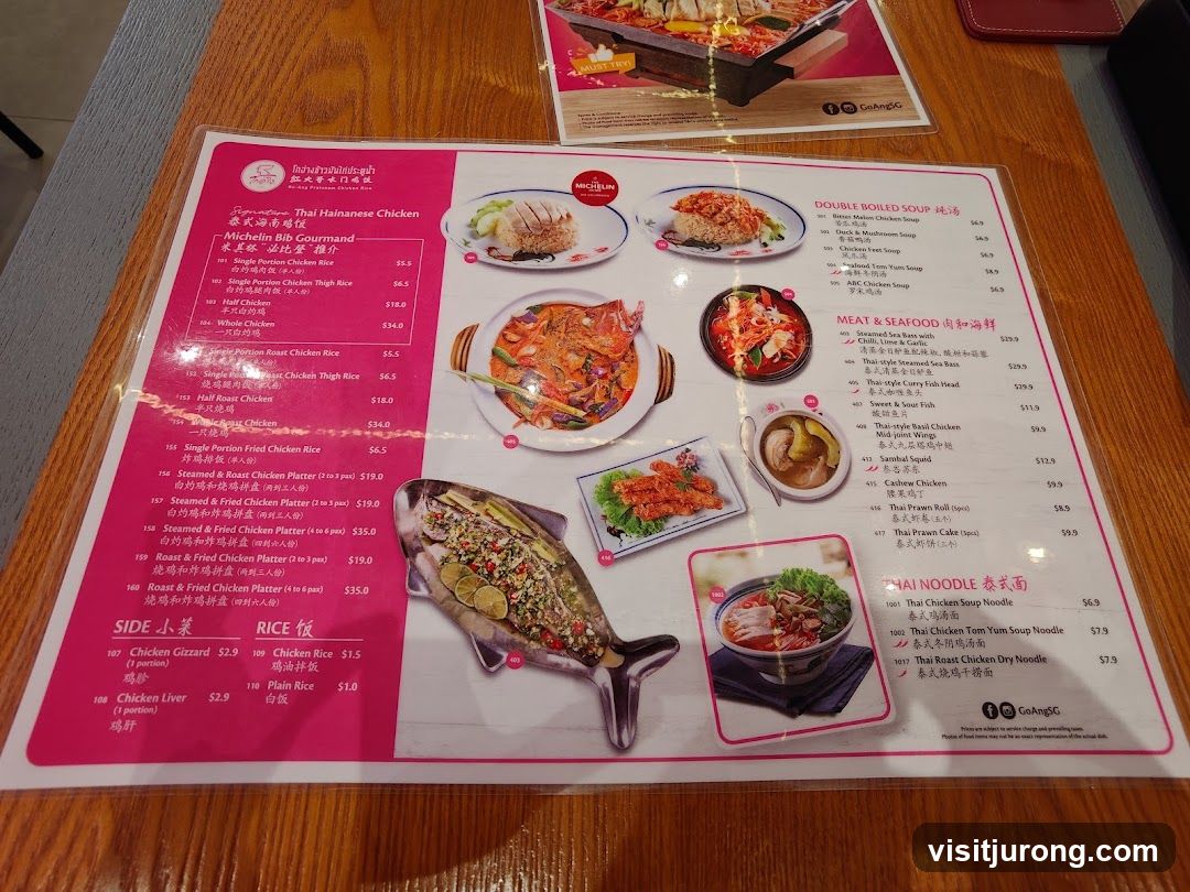 Thai Hainanese Chicken Menu