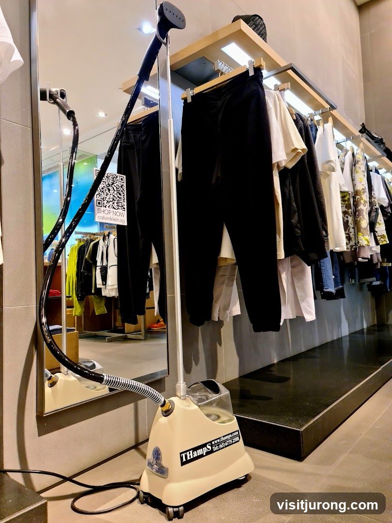 Clothing Store Interior with Garment Steamer