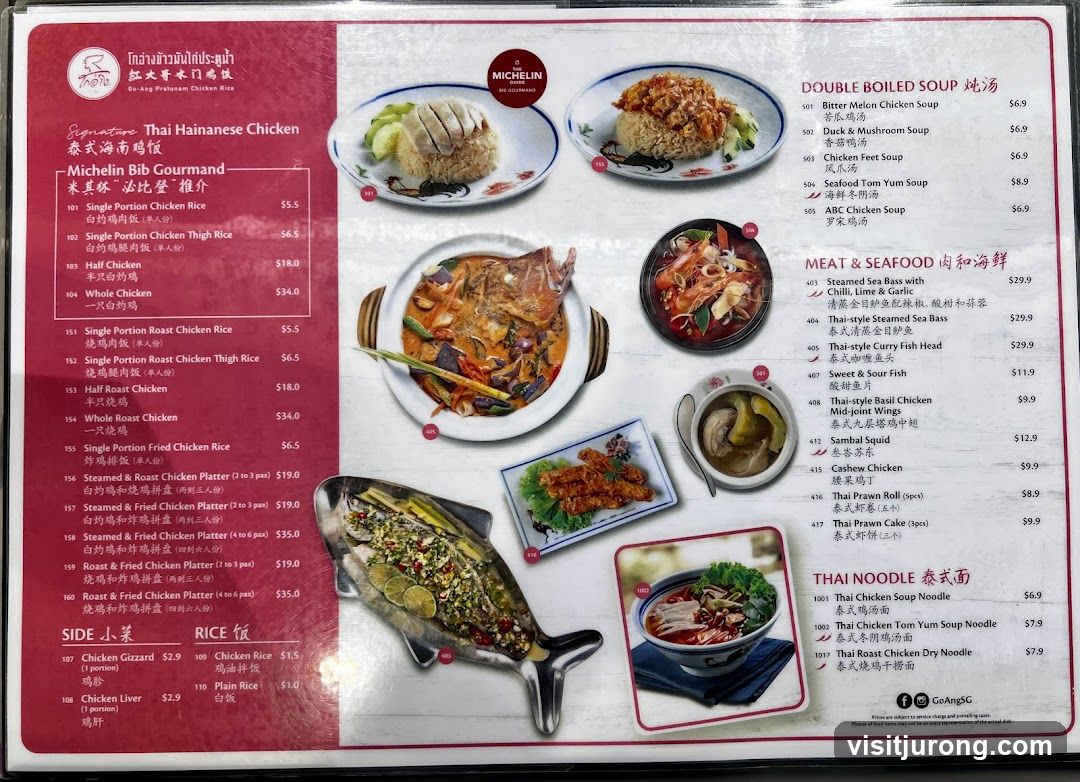 Go-Ang Pratunam Chicken Menu