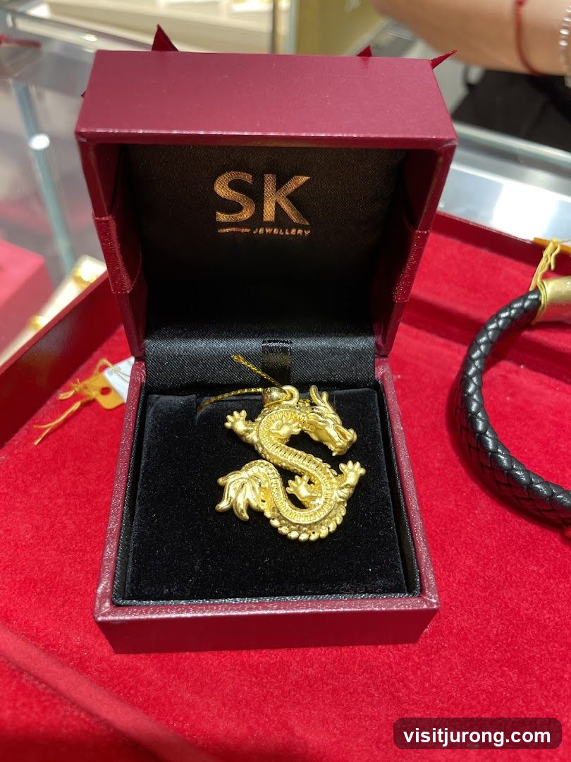 Gold Dragon Pendant in Jewelry Box