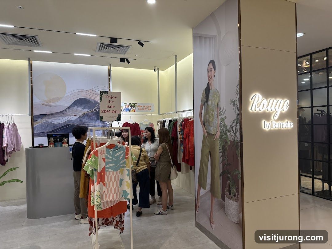 Clothing store interior with sale sign