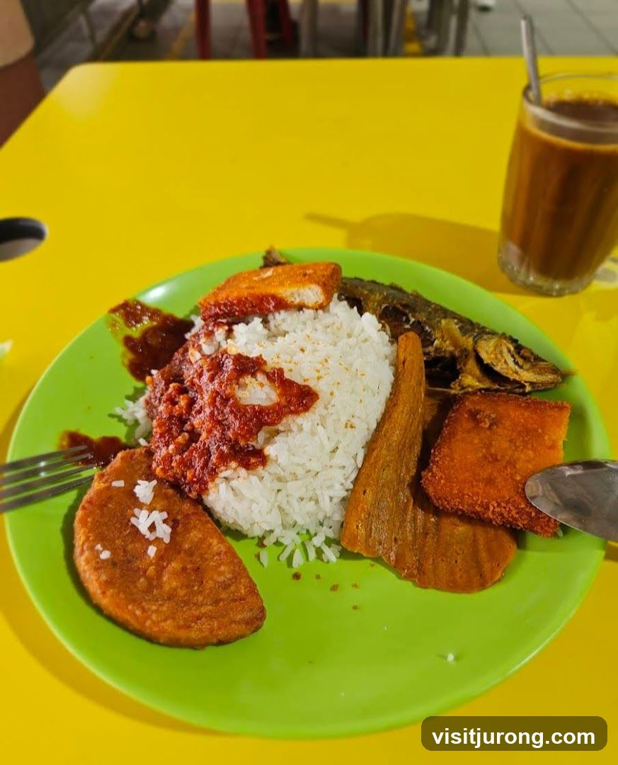 Nasi Lemak with Fried Fish and Sides