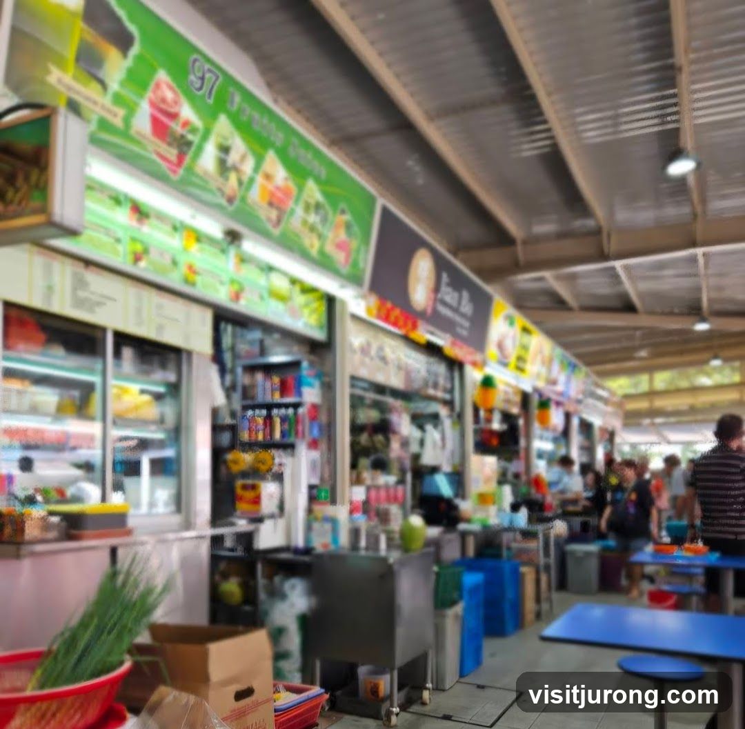 Food stalls in an outdoor market