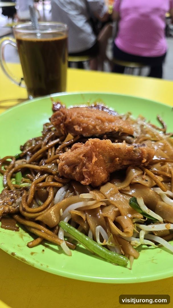 Fried Chicken Wings with Noodles and Coffee