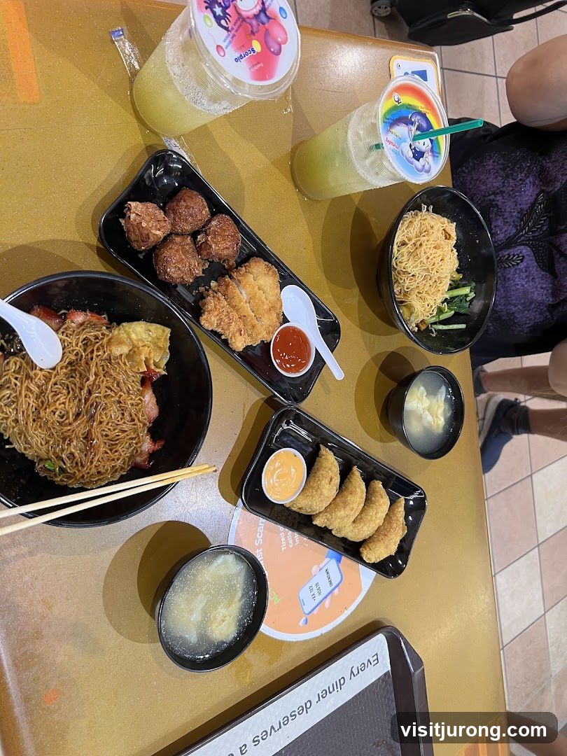 Table with food and drinks