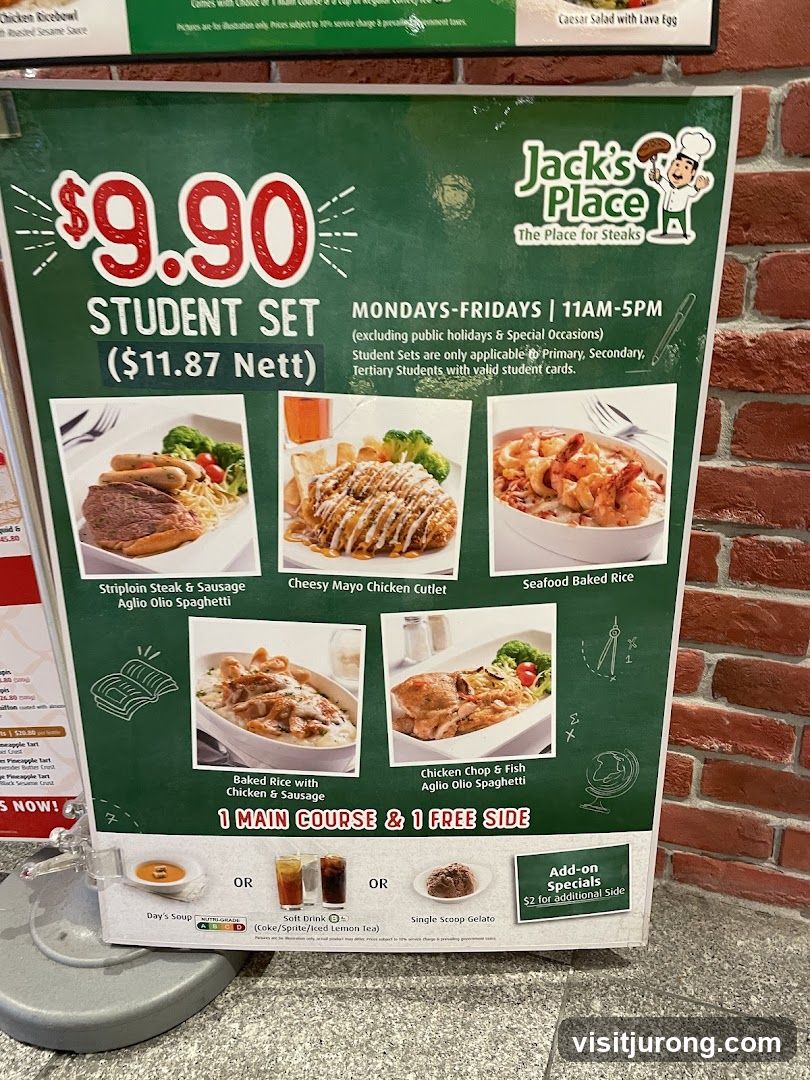 Jack's Place Student Set Menu