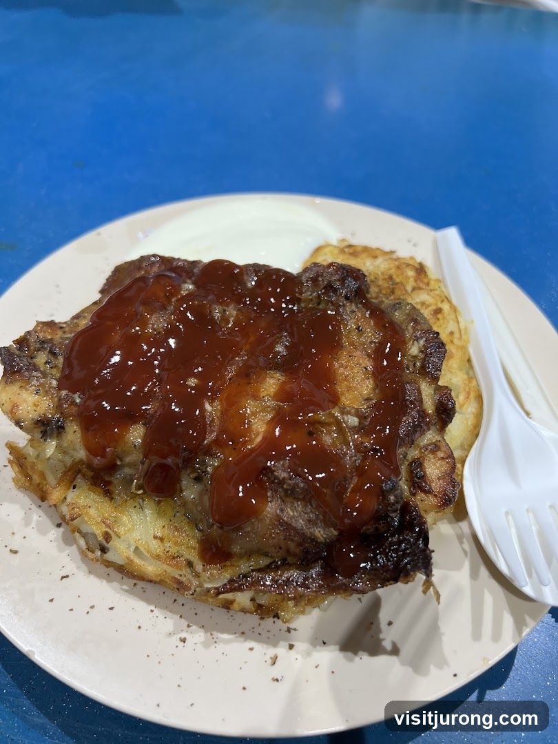 Chicken with BBQ Sauce and Hash Brown