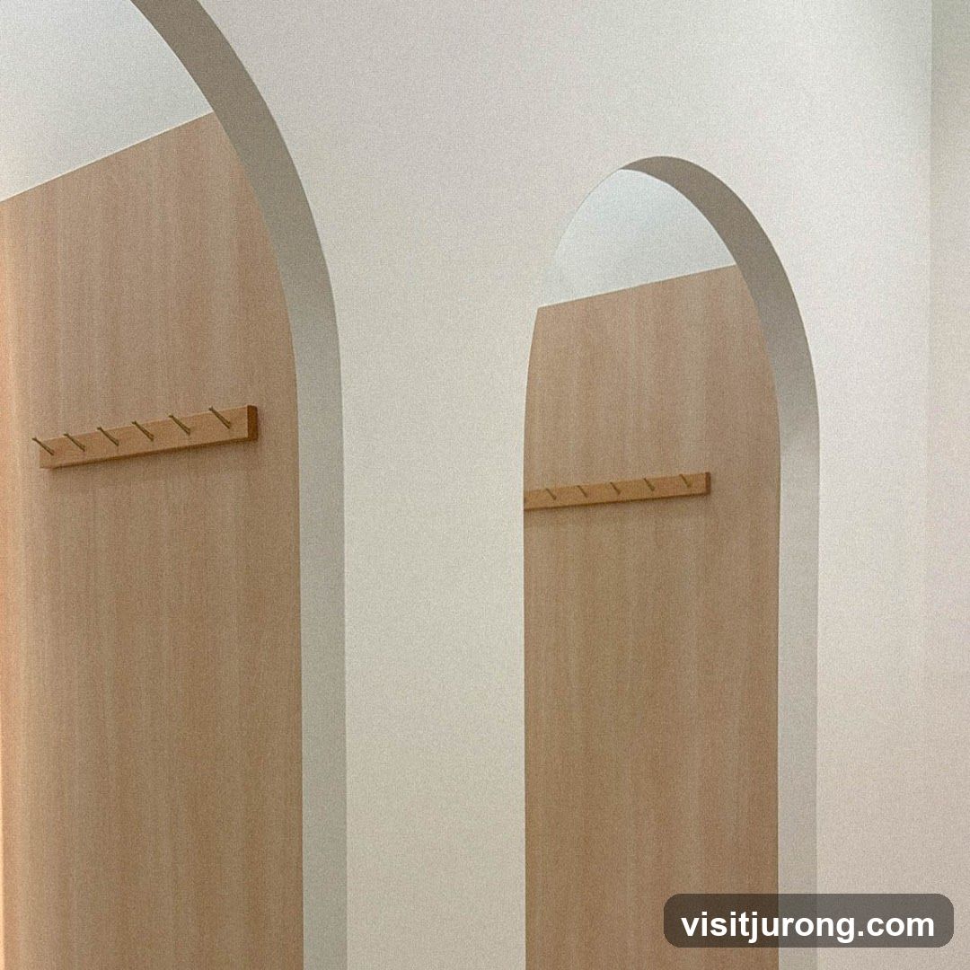 Arched doorways with coat racks