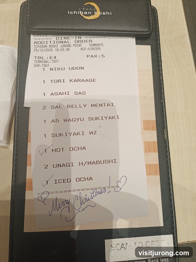 Ichiban Boshi Order Receipt