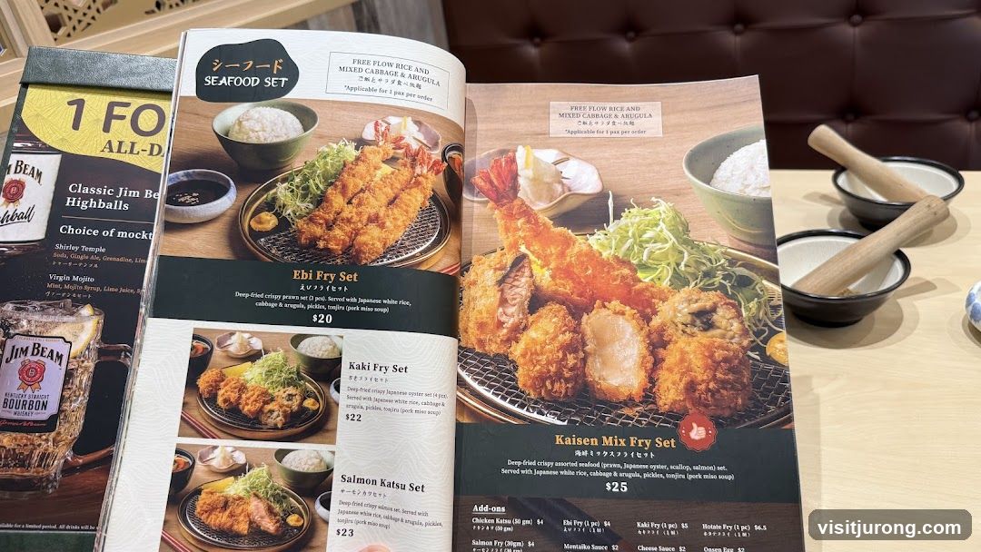 Menu with Japanese Fry Sets and Drinks