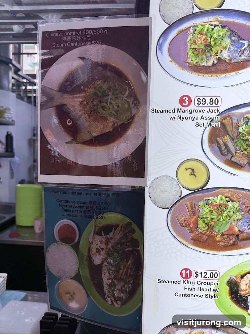 Menu with Seafood Dishes