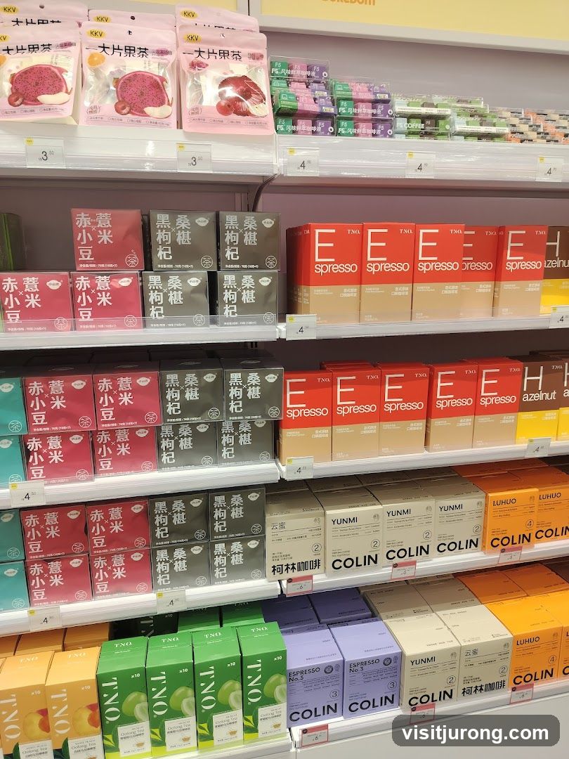 Assorted Packaged Goods on Shelves