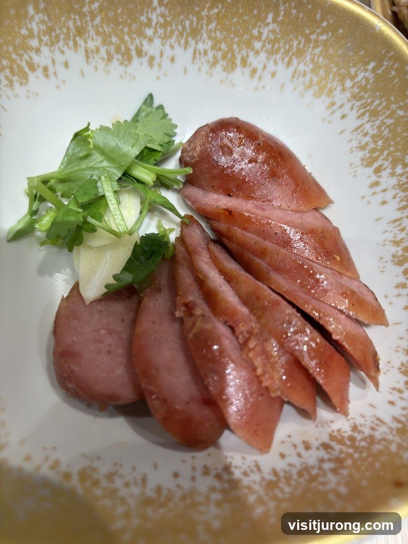 Sliced Sausage with Cilantro and Garlic
