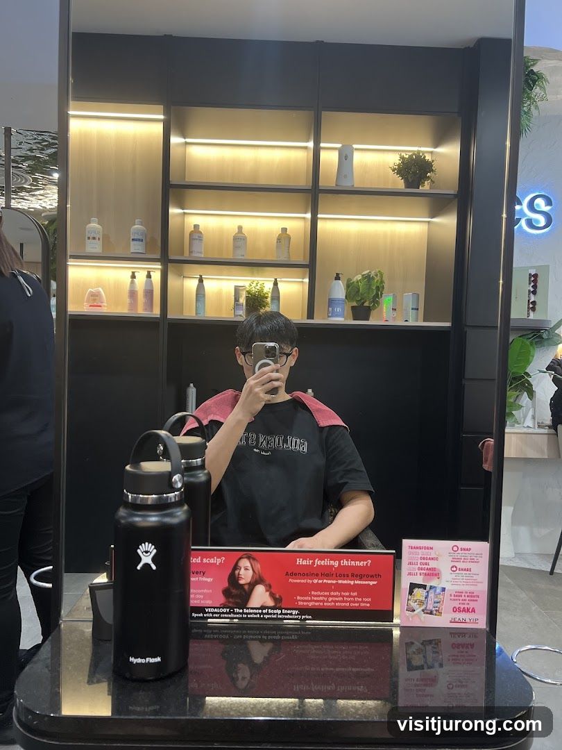 Salon Interior with Products and Advertisement