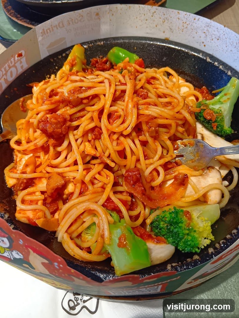 Spaghetti with Meat Sauce and Vegetables