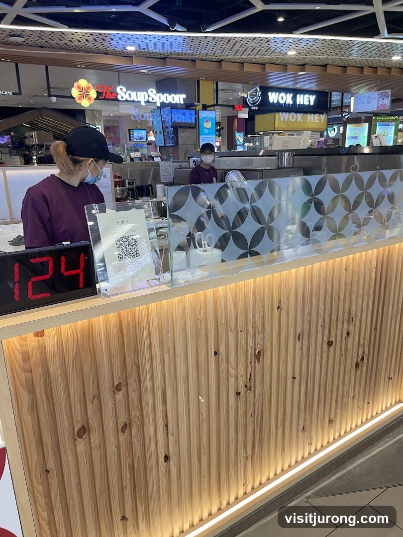 Food court counter with staff