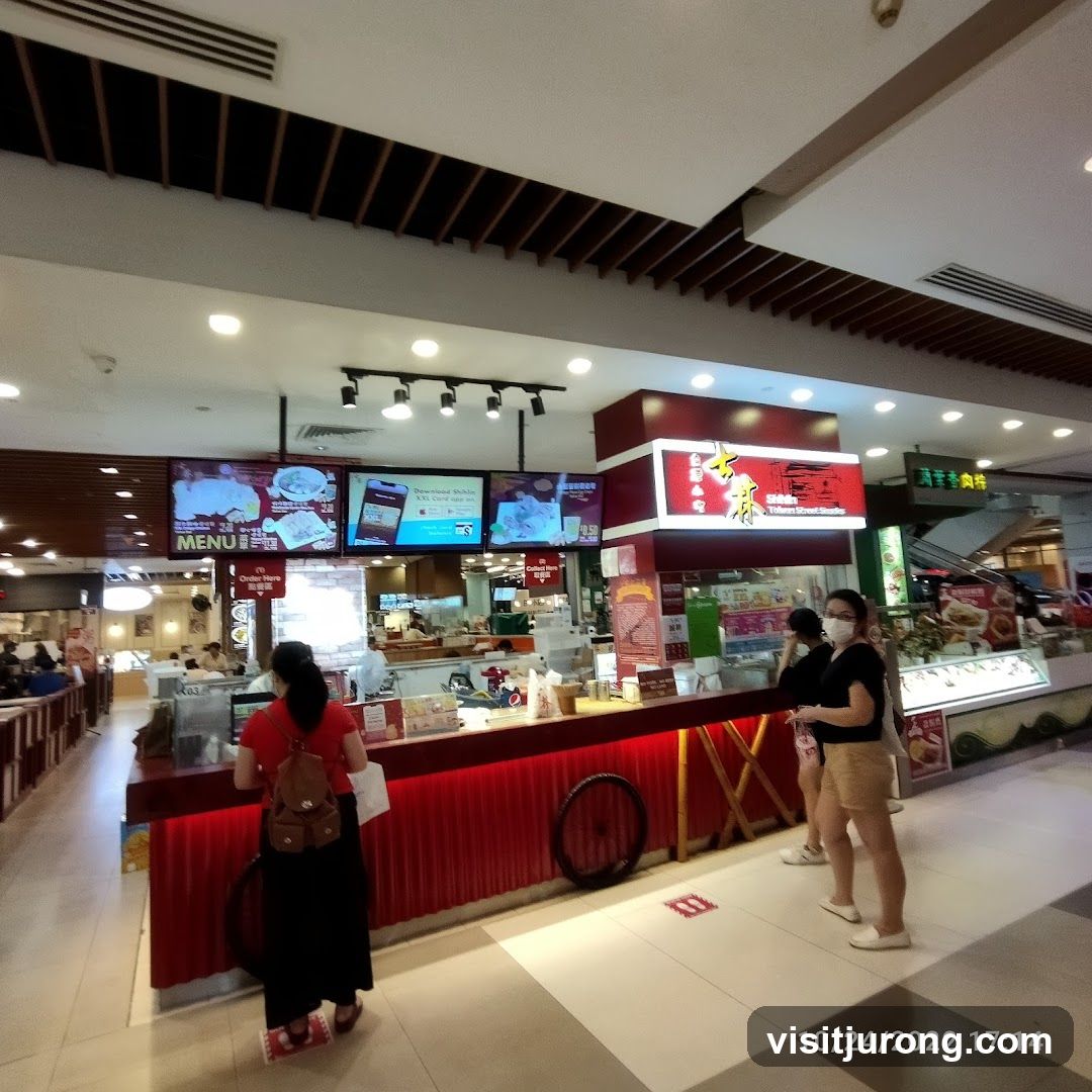 Food stall counter with digital menus
