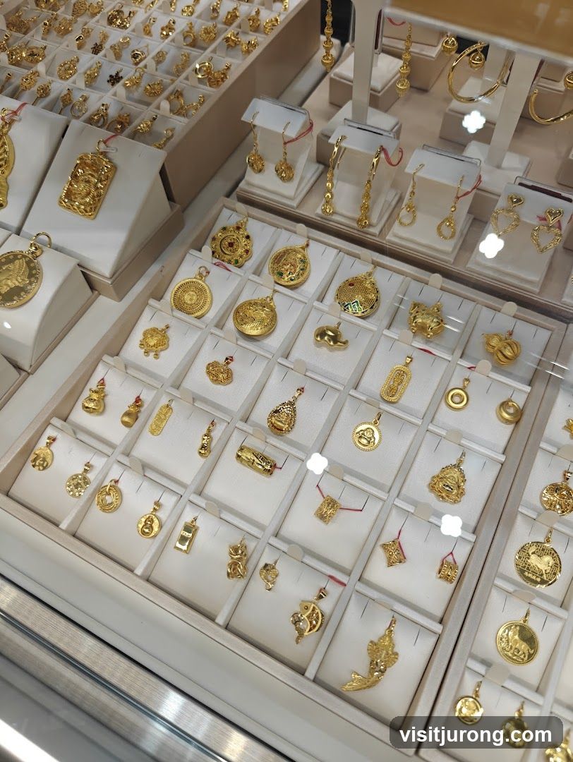 Gold Pendants and Earrings Display